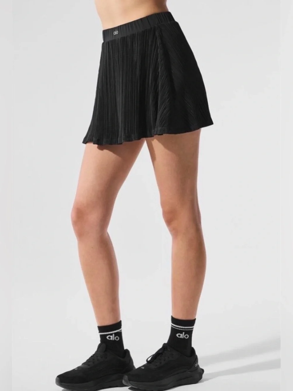 ALO Yoga Black Micro Plisse Tennis Skirt Skort XS